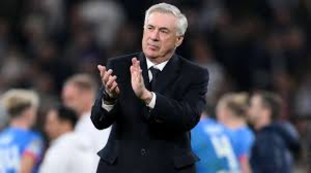 Real Madrid's Coach,Carlo Ancelotti cheering his team